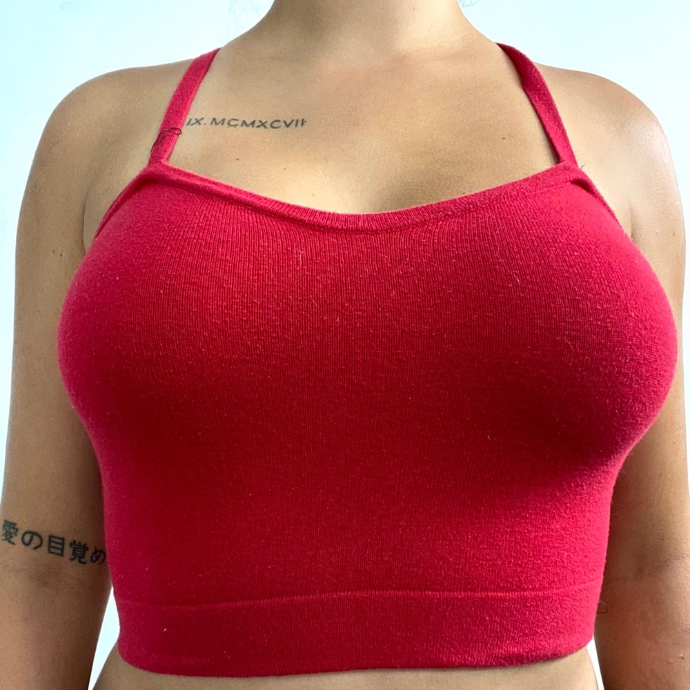 Red American Apparel Crop Top